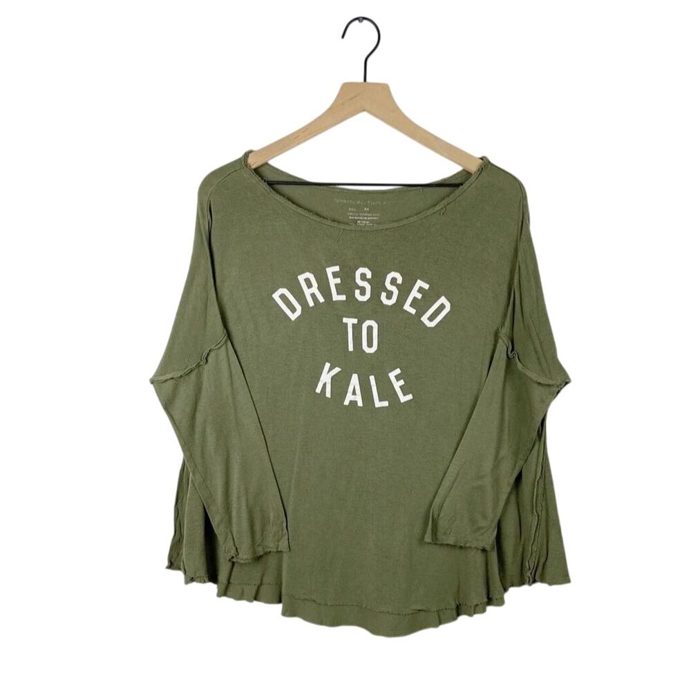 Greyson threads olive green scoop neck graphic shirt